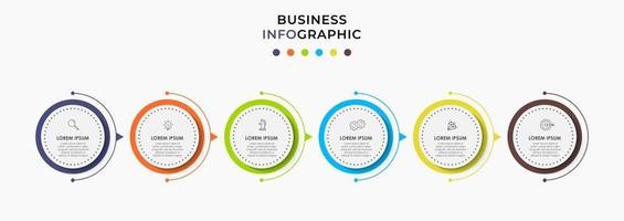 infographics design vektor och marknadsföringsikoner kan användas för arbetsflödeslayout, diagram, årsredovisning, webbdesign. affärsidé med 6 alternativ, steg eller processer.