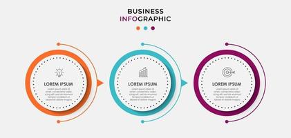 Infografiken Design-Vektor und Marketing-Symbole können für Workflow-Layout, Diagramm, Jahresbericht, Webdesign verwendet werden. Geschäftskonzept mit 3 Optionen, Schritten oder Prozessen. vektor