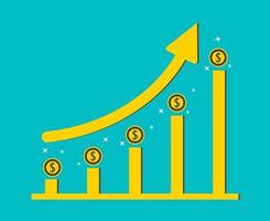 Business-Dollar-Wachstumstabelle in der Grafik vektor