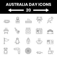 schwarz Gliederung Australien Tag Symbol oder Symbol Satz. vektor