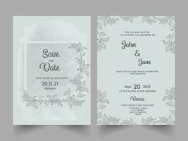elegant Hochzeit Einladung Karte mit speichern das Datum Vorlage Layout im grau Farbe. vektor