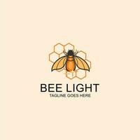 glühend Biene und Lampe Illustration Logo Design vektor