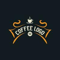 kaffe affär logotyp, bricka och märka design element. kopp, bönor, Kafé årgång stil objekt. retro vektor illustration.