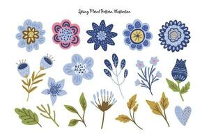 süß Frühling und Sommer- Blume eben Design Sammlung vektor