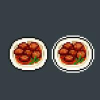 Rindfleisch Rendang Essen im Pixel Kunst Stil vektor