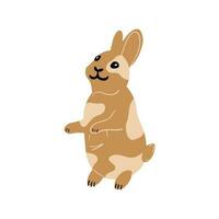 söt brun tecknad serie kanin Sammanträde och ser upp. hand dragen kanin vektor illustration.