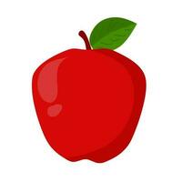 rot Apfel mit Grün Blatt, eben Design Vektor Symbol. gesund Obst Symbol.