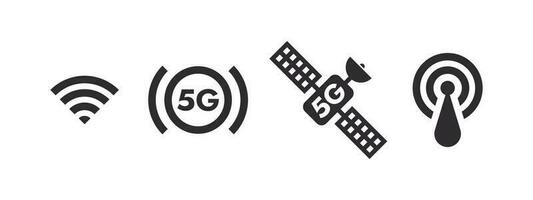 5g Satellit Internet. 5g Netzwerk. kabellos Konnektivität Symbole. Vektor skalierbar Grafik