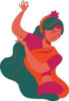 indisch Frau im traditionell Kleidung. Vektor Illustration im eben Karikatur Stil.