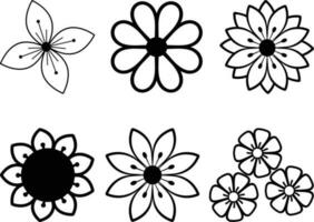 einstellen von Blumen. Blume Symbol einstellen Über Weiß Hintergrund, Linie Stil Design, Vektor Illustration