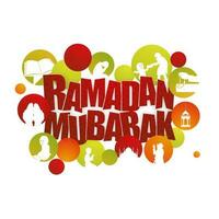 Arabisch Muster rot Ramadan Mubarak Text mit anders islamisch Elemente auf Weiß Hintergrund zum Muslim Gemeinschaft Festival Konzept. vektor