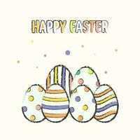 glücklich Ostern Feier Konzept mit Gekritzel Stil Eier auf Weiß Hintergrund. vektor