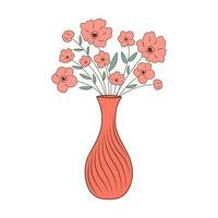 vas med blommor. hand dragen illustration i klotter stil. vektor