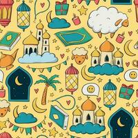 islamic sömlös mönster med hand dragen klotter för eid al adha. Bra för tapet, förpackning, textil- grafik, omslag papper, scrapbooking, stationär, etc. eps 10 vektor