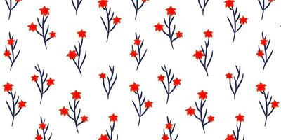 Prämie Stoff Blumen- Muster. schön rot Blume mit dunkel Blau Ast Farbe. nett zum Kleid Frau Outfit. vektor
