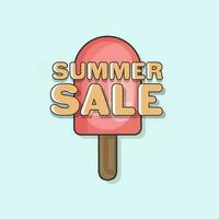 Sommer- Verkauf Poster oder Vorlage Design mit Eis Sahne Stock auf Pastell- Blau Hintergrund. vektor