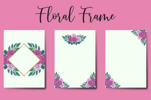 Hochzeit Einladung Rahmen Satz, Blumen- Aquarell Digital Hand gezeichnet lila Anemone Blume Design Einladung Karte Vorlage vektor