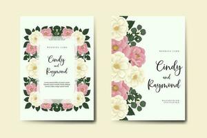 Hochzeit Einladung Rahmen Satz, Blumen- Aquarell Digital Hand gezeichnet Mini Rose Blume Design Einladung Karte Vorlage vektor