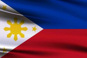 filippinerna vinka flagga, filippinerna nationell flagga, 3d silke filippinerna flagga, vektor