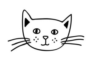 hand dragen katt munkorg ClipArt. söt sällskapsdjur ansikte klotter vektor