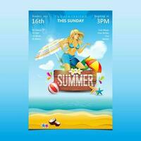 tropisch Sommer- Strand Party Flyer Design vektor