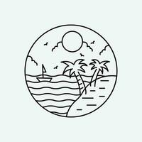 Linie Kunst Sommer- Symbol Logo Design, Wellen Ozean Design vektor