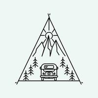 Linie Kunst Abenteuer Logo Symbol Design, Reisen Camping Design. vektor