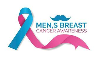 män , s bröst cancer awarness månad. realistisk band baner design mall vektor
