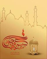 Ramadan kareem oder eid Mubarak golden und rot Gruß Karte islamisch Vektor mit Laterne
