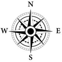 Kompass Wind Rose Vektor Design Element Norden Westen Osten Süd schwarz und Weiß Farben isoliert