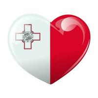 Flagge von Malta im das gestalten von ein Herz. Herz mit Flagge von Malta. 3d Illustration, Vektor