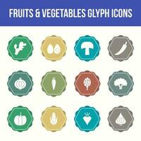 unik frukt och grönsaker vektor glyf ikon uppsättning