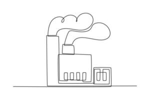 kontinuierlich einer Linie Zeichnung Fabrik Verschmutzung. Welt Umgebung Tag Konzept. Single Linie zeichnen Design Vektor Grafik Illustration.
