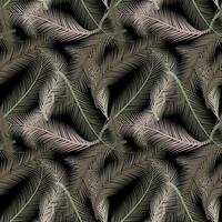 Blätter von Palme Baum. nahtlos Muster. Vektor Hintergrund. Wald exotisch Illustration drucken auf schwarz