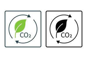 Kohlenstoff Dioxid Emission die Ermäßigung Symbol Illustration. Symbol verbunden zu global Erwärmen, co2. solide Symbol Stil. einfach Vektor Design editierbar