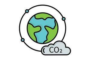 atmosphärisch Verschmutzung Symbol Illustration. Symbol verbunden zu global Erwärmen, co2. eben Linie Symbol Stil, geradlinig Farbe. einfach Vektor Design editierbar
