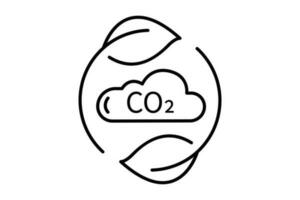Kohlenstoff Dioxid Emission die Ermäßigung Symbol Illustration. Symbol verbunden zu global Erwärmen, co2. Linie Symbol Stil. einfach Vektor Design editierbar