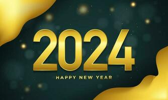 2024 golden glücklich Neu Jahr Hintergrund Design. vektor