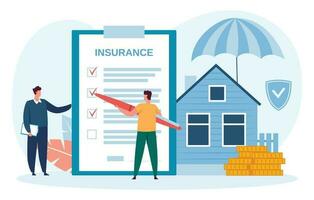 Zuhause Versicherung, versichern Zuhause und Zeichen Vertrag vektor