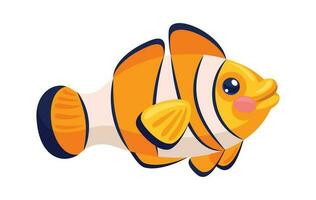 fisk orange amfiprion med vit Ränder isolerat vektor