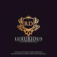 rd Initiale Brief Luxus Ornament Gold Monogramm Logo Vorlage Vektor Kunst.