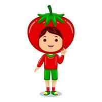 pojke barn tomat karaktär kostym vektor