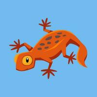 söt tecknad serie gecko i isolerat blå bakgrund vektor illustration ikon