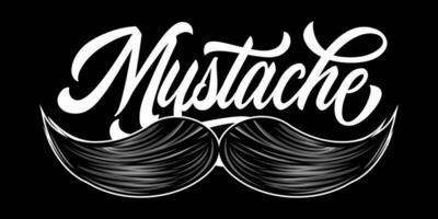 mustasch. hand dragen text. vektor illustration