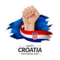 Kroatien Unabhängigkeit Tag Design mit Hand halten Flagge. Kroatien wellig Flagge Vektor. National Tag vektor