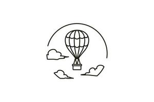 flygande varm luft ballong linje ikon. minimalistisk luft resa vektor logotyp mall. vektor illustration isolerat på vit. aerostat översikt tecken.