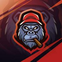 King Kong huvud esport maskot logotyp design vektor