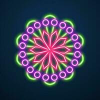 Mandala-Blumen-Neon-Effekt-Vektor vektor