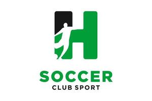Vektor Initialen Brief h mit Fußball kreativ geometrisch modern Logo Design.