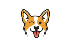 de orange corgi hund med en blinkning öga fastnar henne tunga ut logotyp design vektor